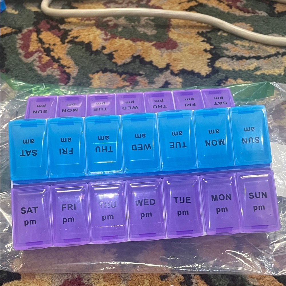 Purple and Blue Weekly Pill box Organizer both - Picture 2 of 5